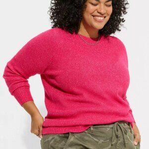 Torrid Vegan Cashmere Pullover Crewneck Pink Long Sleeve Sweater 3 3X 22/24